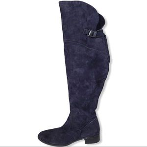 Vera Pelle Bata navy blue OTK suede boots size 39